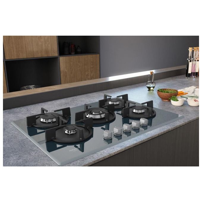 Hotpoint HAGD 72S-ICE Piano Cottura a Gas 5 Zone Griglie in Ghisa 73 cm