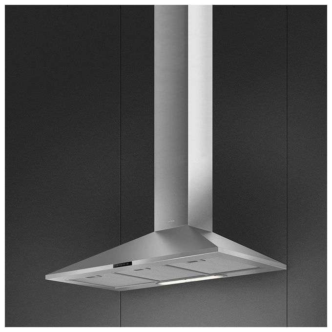 Smeg KDE900EX Cappa a Parete Aspirante Estetica Universale Classe energetica D 3 Velocita' Illuminazione LED 90 cm Acciaio Inox