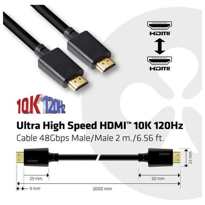 Club3d CAC-1372 Cavo Hdmi ad Alta Velocita' 10K 120Hz 2mt Nero