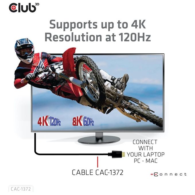 Club3d CAC-1372 Cavo Hdmi ad Alta Velocita' 10K 120Hz 2mt Nero