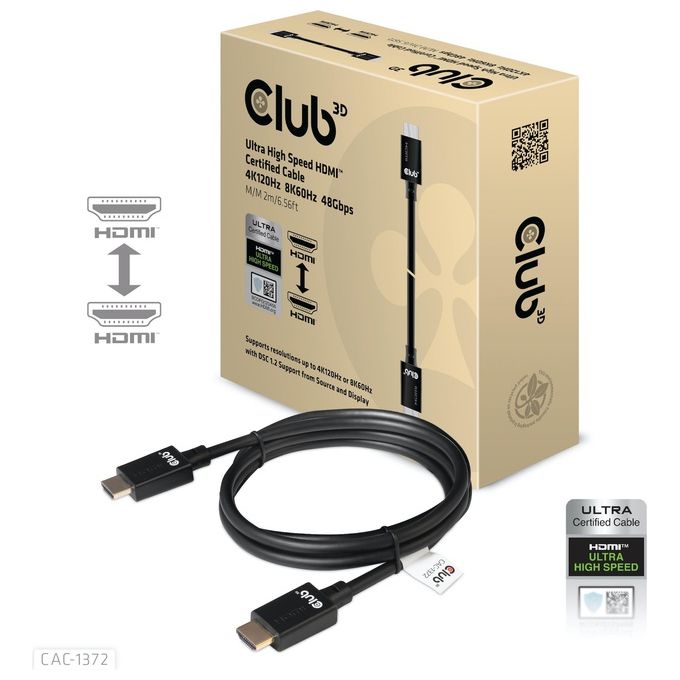 Club3d CAC-1372 Cavo Hdmi ad Alta Velocita' 10K 120Hz 2mt Nero