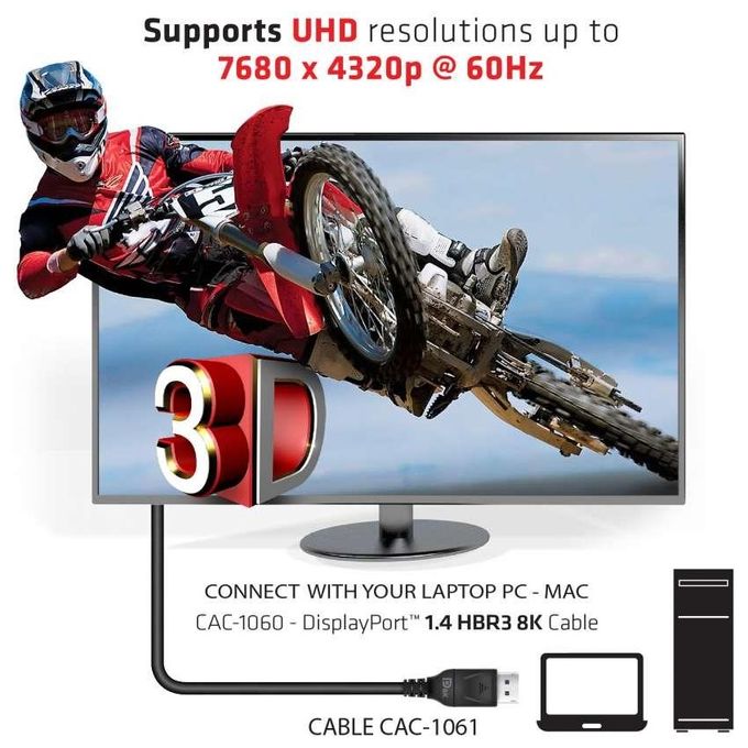Club3d CAC-1061 Cavo DisplayPort 1.4 HBR3 8K M-M 5mt