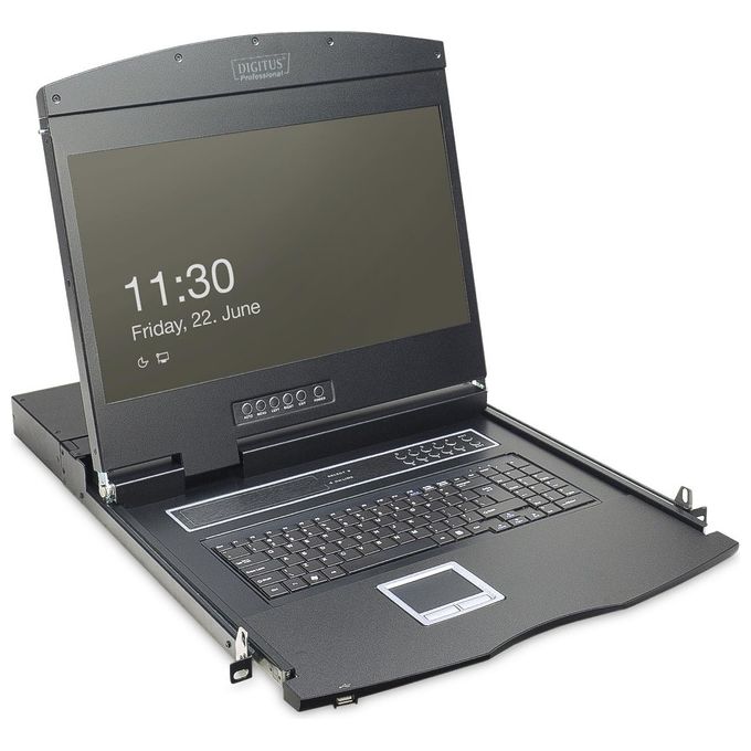Digitus Console Tft 19'' per Rack 19'' con Switch Kvm 8 Porte Cat 5 Tastiera Italiana