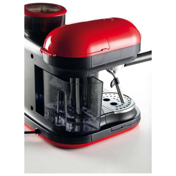 Ariete 1318 - Macchina per Espresso con Macinacaffe' Integrato Moderna Cappuccinatore Montalatte 1080W Rosso-Nero