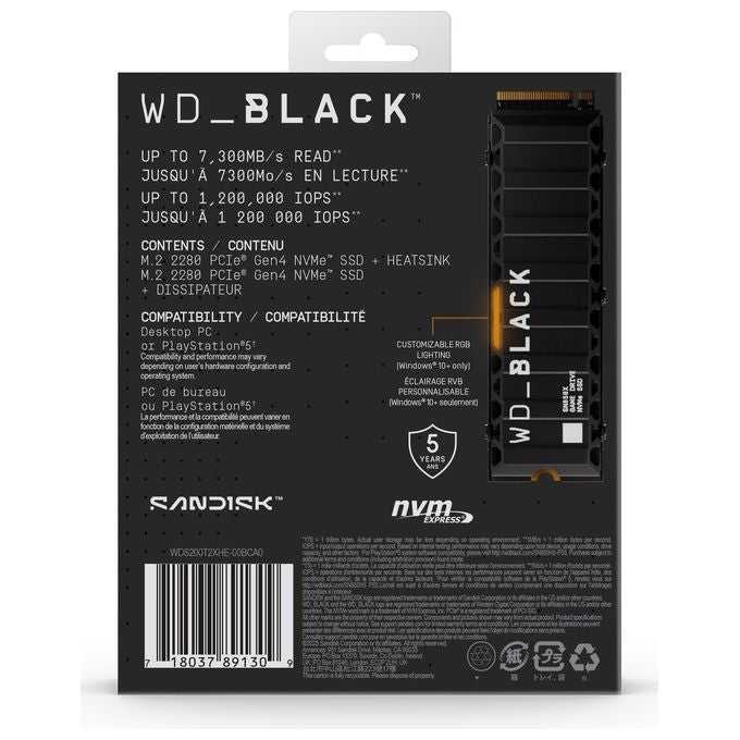 Western Digital Black SN850X M.2 2000Gb PCI Express 4.0 NVMe