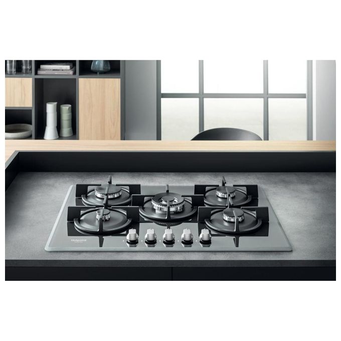 Hotpoint HAGD 72S-ICE Piano Cottura a Gas 5 Zone Griglie in Ghisa 73 cm