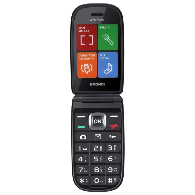 Brondi Raptor 2.8'' Dual Sim Tasti Rapidi Torcia Flip Attivo Black Metal