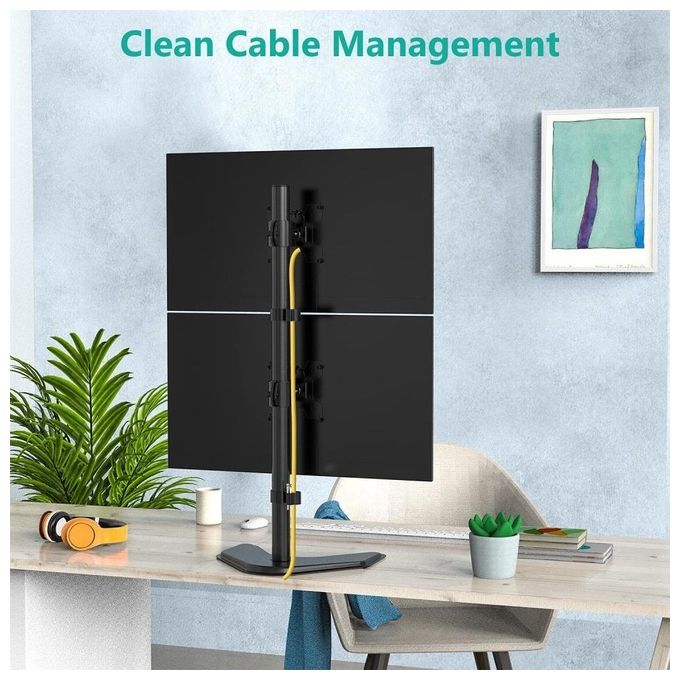 Techly Supporto da Scrivania per 2 Monitor 13-27'' con Base Nero