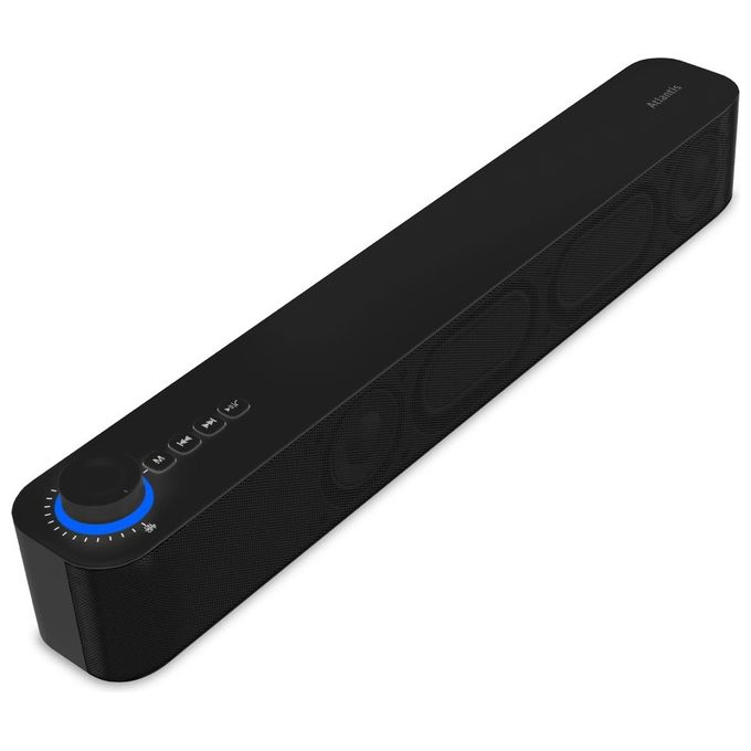 Atlantis P003-c0820-b Mini Soundbar Bluetooth V5.3 20W Jack 3.5mm Tws Include Batteria 2400mah Radio Usb MicroSD Nero