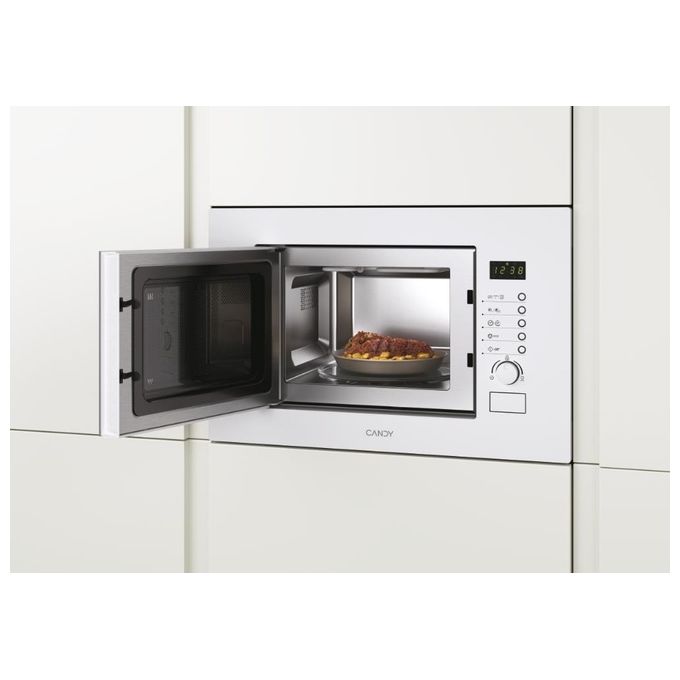 Candy MIC 20 GDFB Microonde a Incasso Capacita' 20 Litri 800 W 3 tipi di cottura Potenza Grill 1000 W Contaminuti elettronico con segnale acustico di fine cottura Scongelamento Automatico 60 cm Bianco