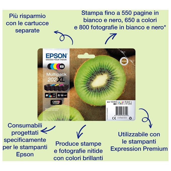 Epson Cartuccia Ink-jet 202 kiwi Magenta 4,1ml per Xp-6000-5