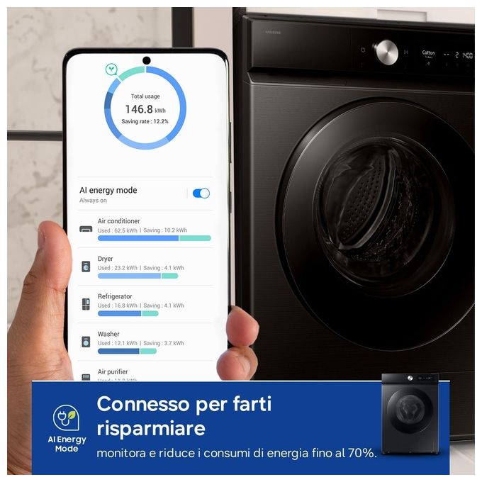 Samsung WD11DB7B85GBU3 Lavasciuga Ai Control Ecodosatore 11-6Kg