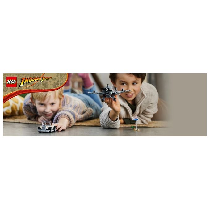 LEGO Indiana Jones 77012 L'Inseguimento dell'Aereo a Elica, Modello Aeroplano e Macchina Giocattolo dal film l'Ultima Crociata