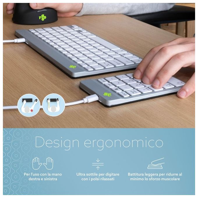 R-Go Tools RGOCONMWDWH Tastierino Numerico Computer Portatile USB Bianco