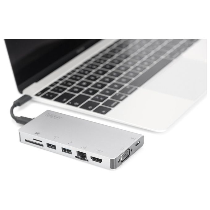 Digitus Docking Station 8 Porte Hdmi-Vga-2xUsb-C-3xUsb 3.0 Rj45 Lettore Card Connettore Usb Tipo C