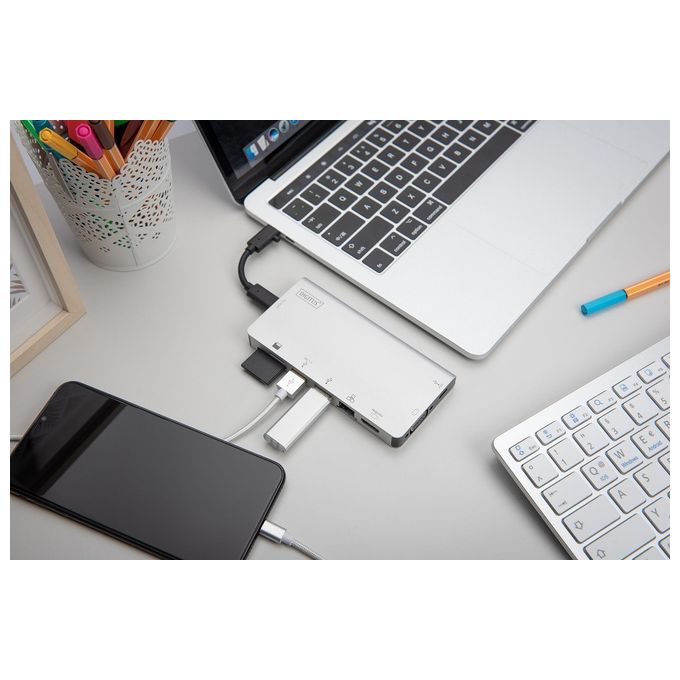 Digitus Docking Station 8 Porte Hdmi-Vga-2xUsb-C-3xUsb 3.0 Rj45 Lettore Card Connettore Usb Tipo C