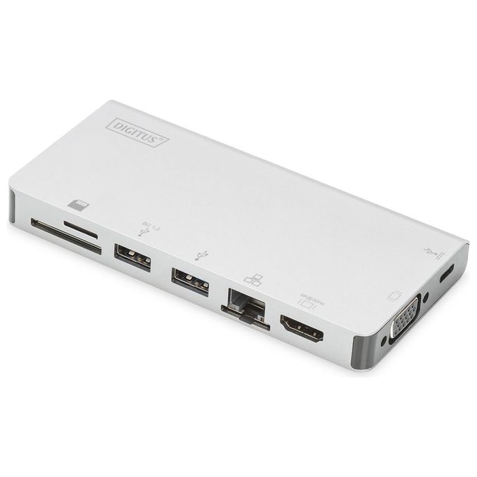 Digitus Docking Station 8 Porte Hdmi-Vga-2xUsb-C-3xUsb 3.0 Rj45 Lettore Card Connettore Usb Tipo C