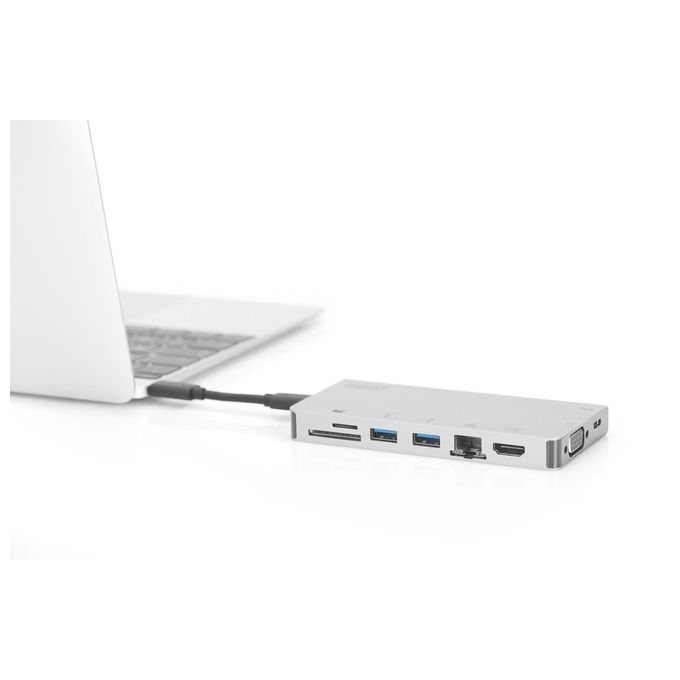 Digitus Docking Station 8 Porte Hdmi-Vga-2xUsb-C-3xUsb 3.0 Rj45 Lettore Card Connettore Usb Tipo C
