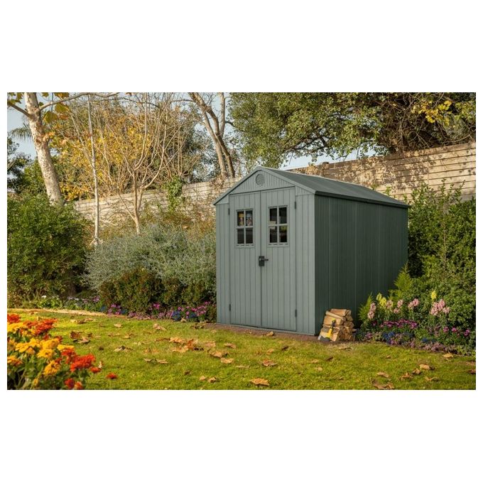Keter Casetta da Giardino Darwin 6x8 con Finestre Frontali 190 x 183 x 221 cm Verde