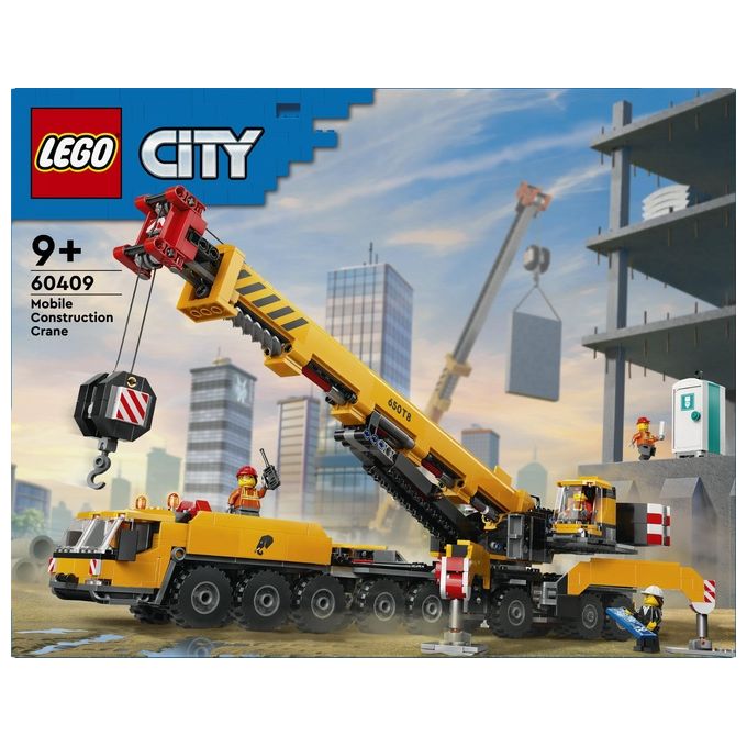 LEGO City Gru da Cantiere Mobile Gialla Giochi Creativi per Bambini e Bambine da 9 Anni con Veicolo Giocattolo da Cantiere con Funzioni Realistiche e 4 Minifigure Idea Regalo Divertente 60409
