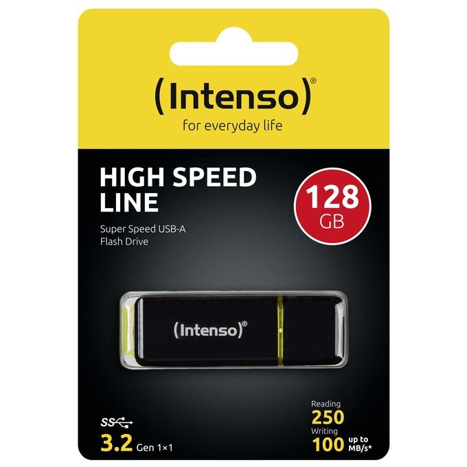 Intenso High Speed Line Unita' Flash Usb 128Gb Usb Tipo A 3.2 Gen 1 Nero-Giallo