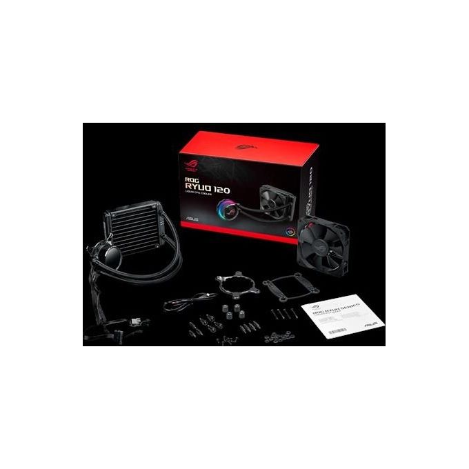 ASUS ROG RYUO 120 Sistema di Raffreddamento per CPU All-In-One Liquid, Display OLED, Aura Sync RGB, 1 Ventola di Raffreddamento da 120 mm, Nero