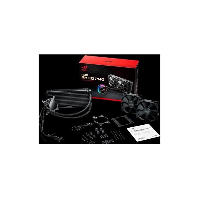 ASUS ROG RYUO 240 Sistema di Raffreddamento per CPU All-In-One Liquid, Display OLED, Aura Sync RGB, 2 Ventole di Raffreddamento da 120 mm, Nero