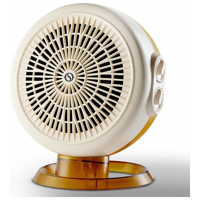 Olimpia Splendid Caldo Circle Ion - Termoventilatore ceramico da pavimento, potenza 2 200 W, 2 livelli di calore, termostato regolabile, funzione ventilazione, Arancione-Bianco