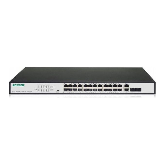 Digitus DN-95343 Switch di Rete Non Gestito Fast Ethernet 10-100 Nero-Argento 1U Supporto Power over Ethernet