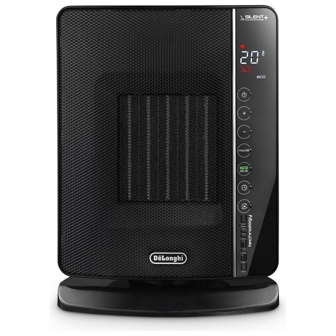 De’Longhi DCH7993ERBC – Termoventilatore ceramico da tavolo, potenza 2400 W, funzione oscillante, termostato regolabile, 3 livelli di riscaldamento, protezione anti-surriscaldamento, colore Nero