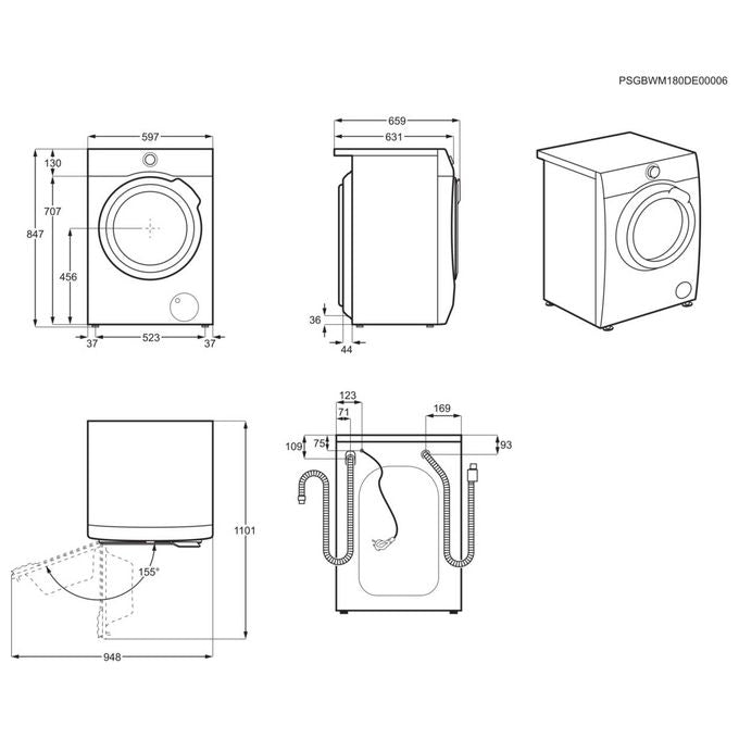 Electrolux EW7W486W Lavasciuga Classe energetica E (A) Capacita' di carico 8-6 Kg Centrifuga 1600 giri DualCare SensiCare