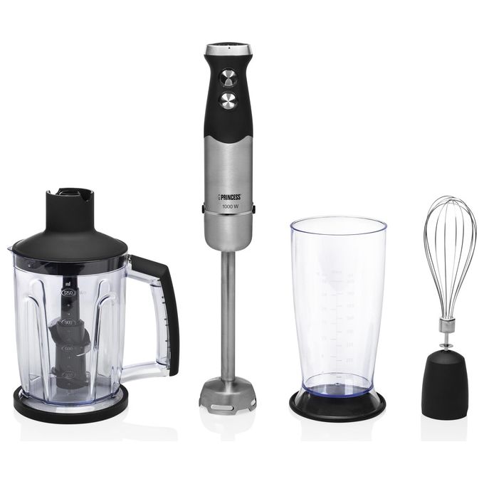 Princess 221221 Set frullatore a immersione XL con controllo della velocita' 1000 W acciaio inox finitura in gomma nero
