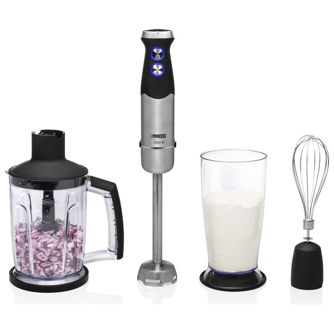Princess 221221 Set frullatore a immersione XL con controllo della velocita' 1000 W acciaio inox finitura in gomma nero