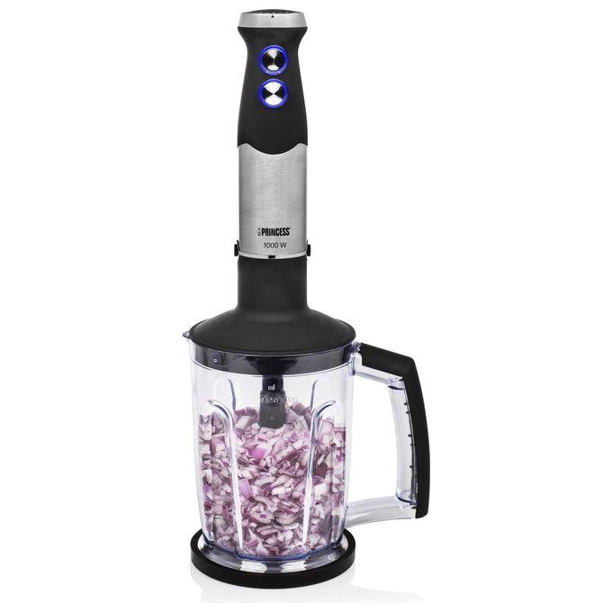 Princess 221221 Set frullatore a immersione XL con controllo della velocita' 1000 W acciaio inox finitura in gomma nero