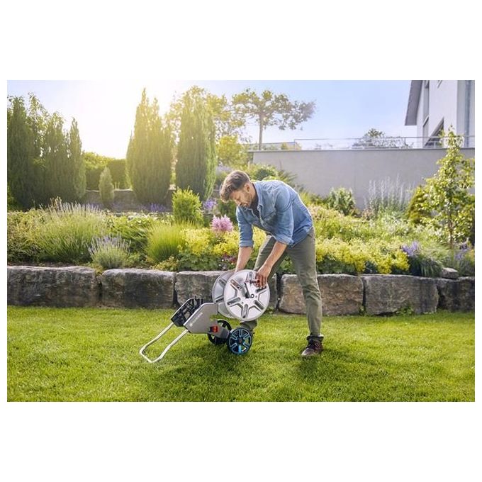 Gardena 18547-20 AquaRoll M Easy Metal Carrello Avvolgitubo Manuale 25m tubo incluso capacita' 60m colore Nero