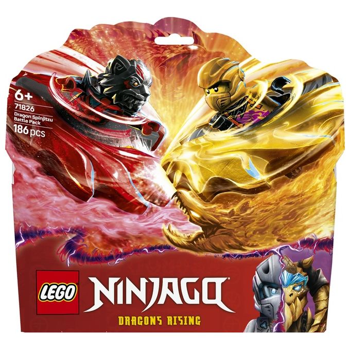 LEGO NINJAGO Battle Pack Draghi dello Spinjitzu - 2 Trottole Giocattolo Tempio Costruibile Elementi di Potere e 2 Minifigure Giochi per Bambini e Bambine da 6 Anni da La Rivolta dei Draghi 71826