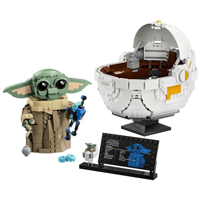LEGO 75403 Star Wars Grogu con Carrozzina Hover 1048 pezzi con minifigure e accessori colore Nero