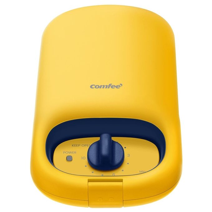 Comfee’ MonsterChef MC‑JK1312P201 - Tostiera a piastra, 800‑950 W, 3 piastre antiaderenti, indicatori luminosi, colore giallo