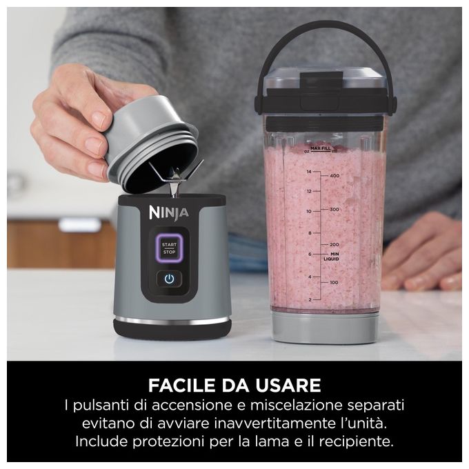 Ninja, Frullatore Portatile Blast, 0.53L, Blu Denim, Ricaricabile USB - C - Yeppon