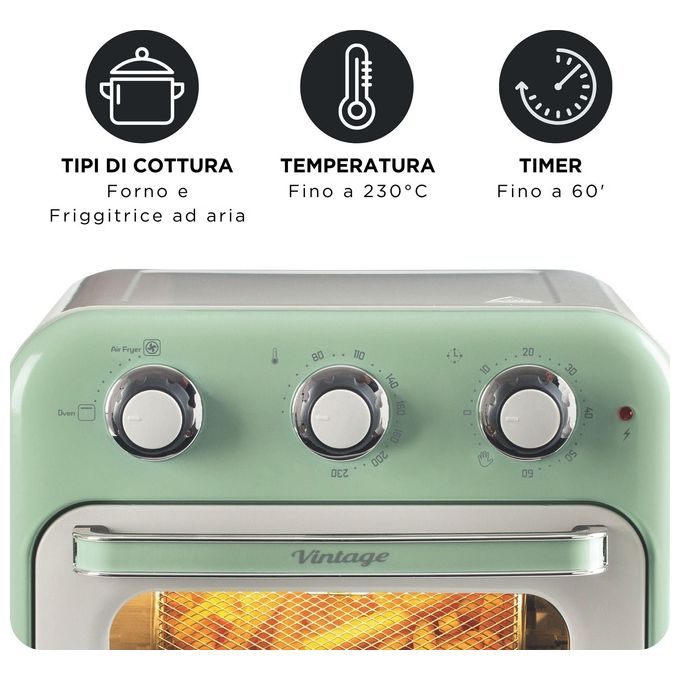 [ComeNuovo] Ariete 4632-04 Friggitrice ad Aria Capacita' 16 Litri Potenza 1400 Watt con Funzione Rotisserie colore Green