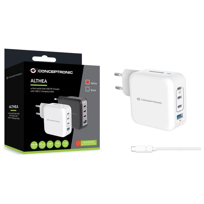 Conceptronic Althea18W 4-Port 100w Gan Usb Pd Charger