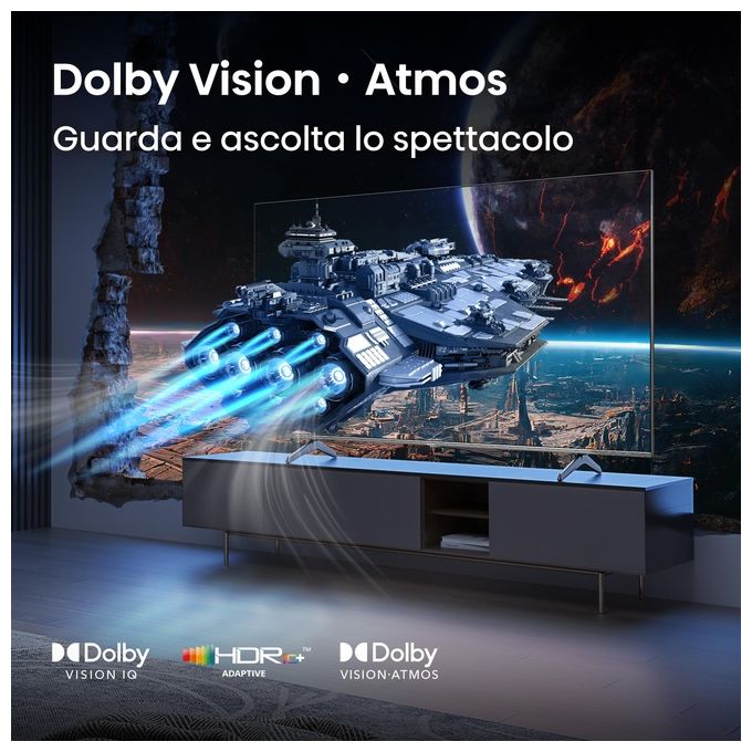 Hisense 100E7QPRO Smart TV QLED 100'' 4K Ultra HD 144Hz HDR Dolby Vision AMD FreeSync Premium VIDAA colore Nero