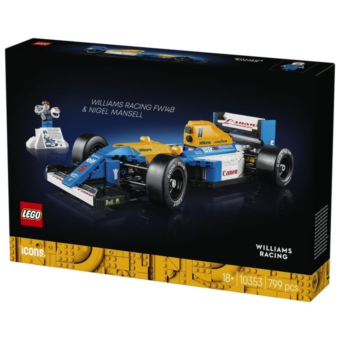 LEGO Icons Williams Racing FW14B e Nigel Mansell - Modellino di Auto F1 da Costruire con Minifigure del Pilota da Collezione, Trofeo e Supporto da Esposizione, Idea Regalo Adulti, Uomo o Donna 10353