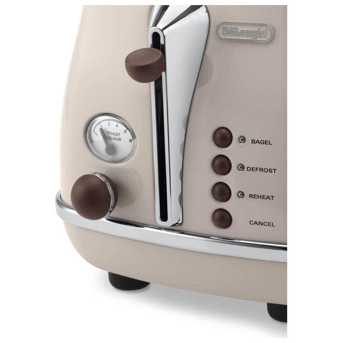 DeLonghi CTOV2103.BG Tostapane a 2 Scomparti Potenza 900 W Vintage Crema
