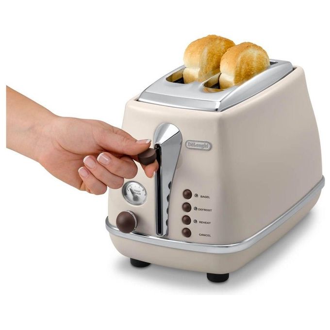 DeLonghi CTOV2103.BG Tostapane a 2 Scomparti Potenza 900 W Vintage Crema