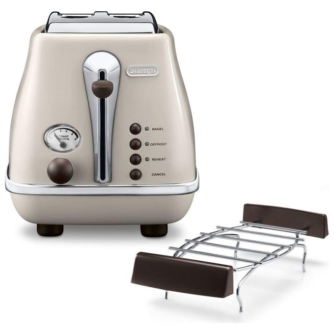 DeLonghi CTOV2103.BG Tostapane a 2 Scomparti Potenza 900 W Vintage Crema