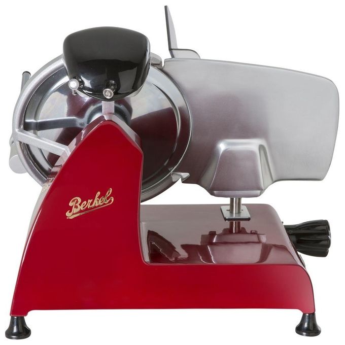 Berkel Red Line RL 250 – Affettatrice 250 mm, potenza 190 W, spessore regolabile 0–14 mm, lama in acciaio cromato, struttura in alluminio pressofuso, sistema di sicurezza Berkel, design iconico, colore Rosso