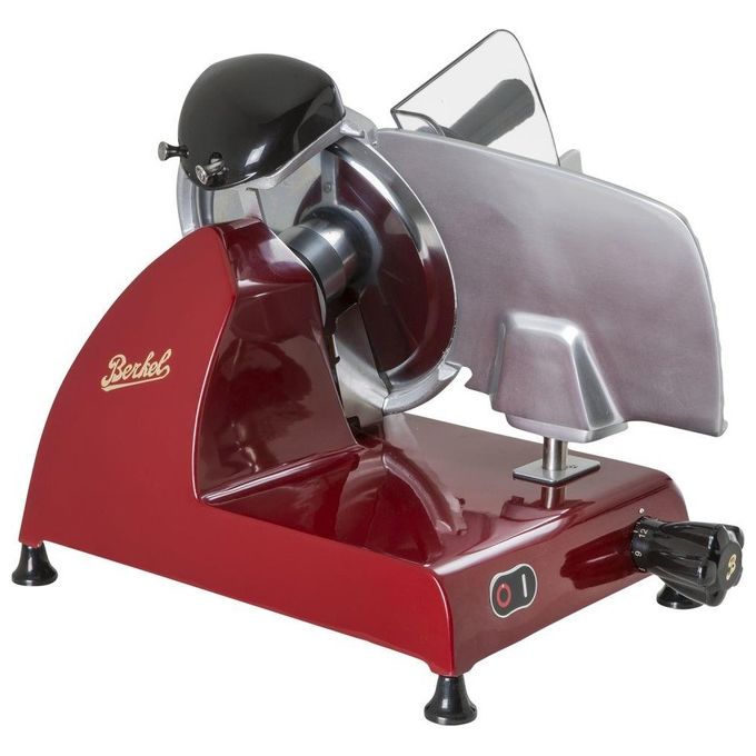 Berkel Red Line RL 250 – Affettatrice 250 mm, potenza 190 W, spessore regolabile 0–14 mm, lama in acciaio cromato, struttura in alluminio pressofuso, sistema di sicurezza Berkel, design iconico, colore Rosso