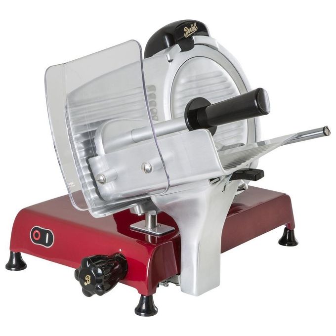 Berkel Red Line RL 250 – Affettatrice 250 mm, potenza 190 W, spessore regolabile 0–14 mm, lama in acciaio cromato, struttura in alluminio pressofuso, sistema di sicurezza Berkel, design iconico, colore Rosso