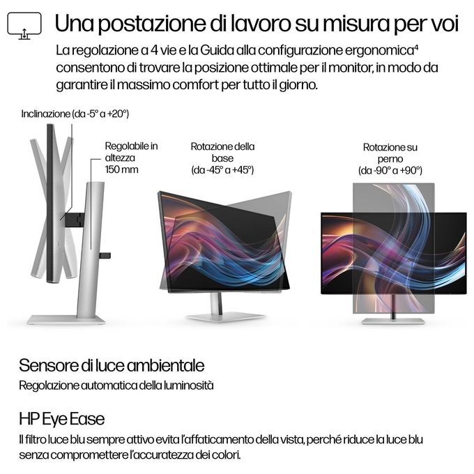 HP 727pk Series 7 Pro Monitor a LED 27'' 3840x2160 4K Thunderbolt 4 HDMI DisplayPort Nero-Argento